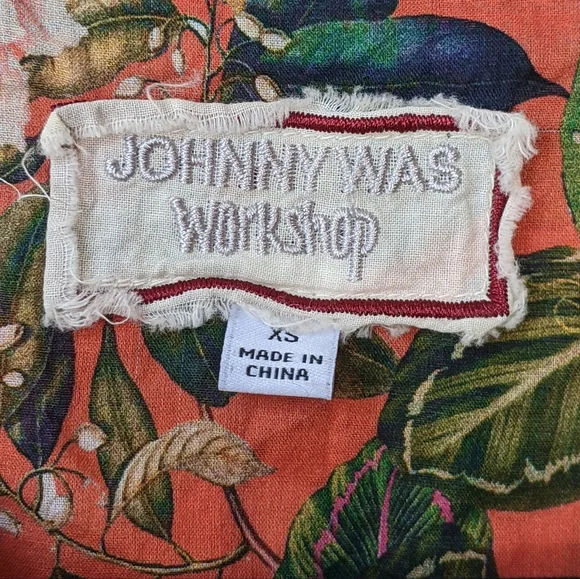 Johnny Was Orange Green Tie Front Blouse - Picture 5 of 7